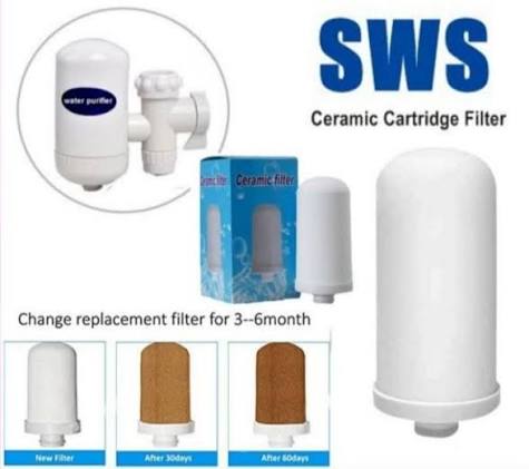 images (44) Ceramic White Faucet Mount Water Filter System Replacement Purifier Cartridge - Image 1